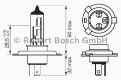 Лампа автомобильная Bosch 1987302041 H4 12V упаковка для сервиса для HYUNDAI SANTA FE I (SM) 2.4 16V 2001-2006, код двигателя G4JS-G, V см3 2351, кВт 100, л.с. 136, бензин, Bosch 1987302041